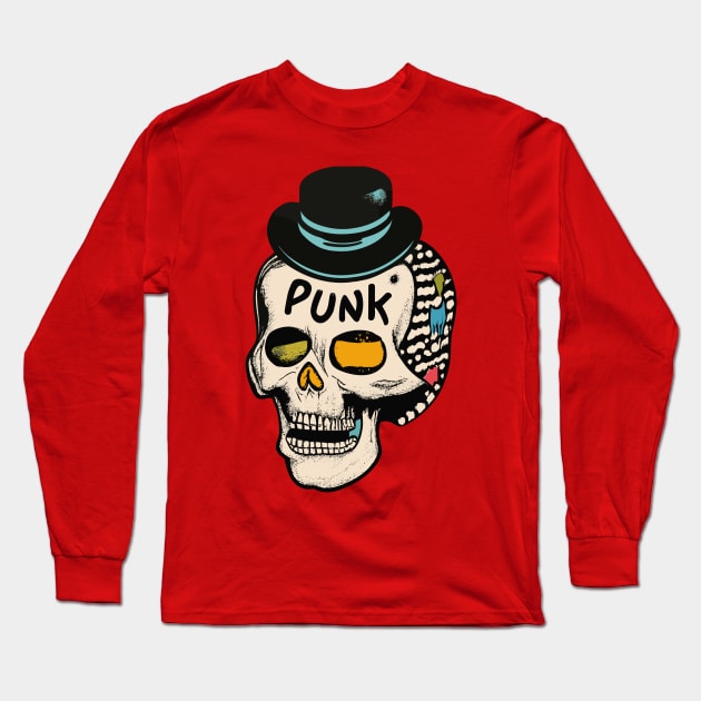 Punk Skull Long Sleeve T-Shirt by Kingrocker Clothing